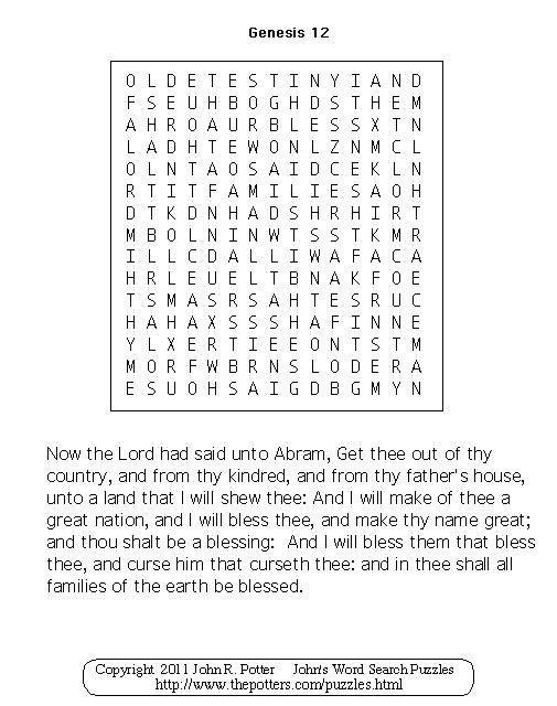 John s Word Search Puzzles Genesis 12