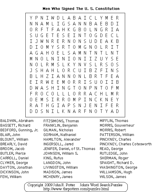 Men Who Signed the U.S. Consitution Puzzle