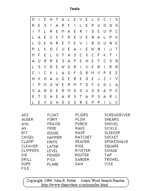 toolbox word search